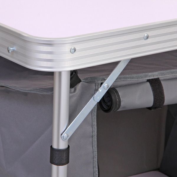 Стол кемпинговый складной 120*47*54-70 см, с 2-мя подвесными отделениями