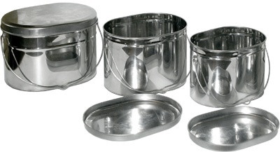 Набор низких котелков - 3 шт. (7,5; 9,5; 12,5 л.) с крышками, Матрешка, крышки с ручками