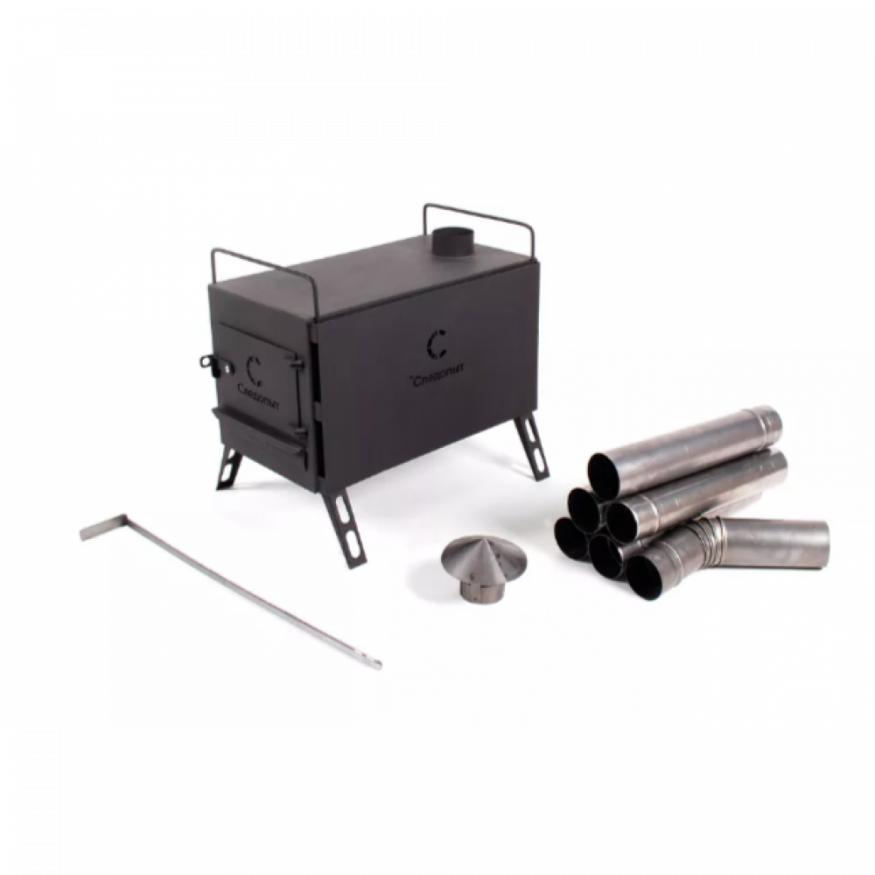 Печь походная Heavy средняя (с экранами, угловыми трубами, грибком), сталь 2 мм, Следопыт